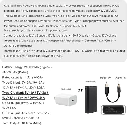 USB C to DC 5.5mm x 2.1mm Power Cable Cord, USB C Input to DC 12V Out Charging - Image 6