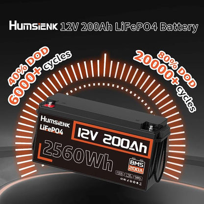 12V 200Ah LiFePO4 Lithium Battery, Built-in 200A BMS, Rechargeable Deep Cycles - Image 4