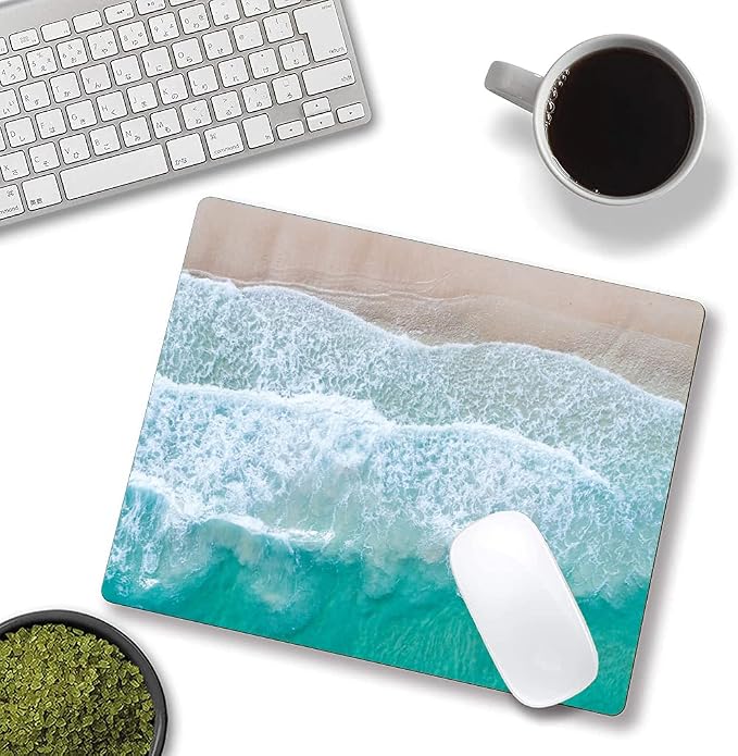 Beach Mouse Pad Custom Design, Square Waterproof Non-Slip Rubber Base Mouse Pad - Image 4