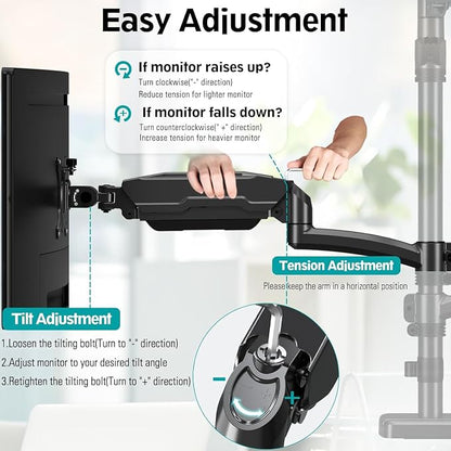 MOUNT PRO Triple Monitor Mount for Max 32" Computer Screen, Adjustable 3 - Image 3