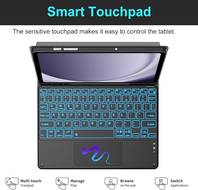 Backlit Touchpad Keyboard Case for Samsung Galaxy Tab A9 Plus 5G 11 Inch 2023 - Image 2