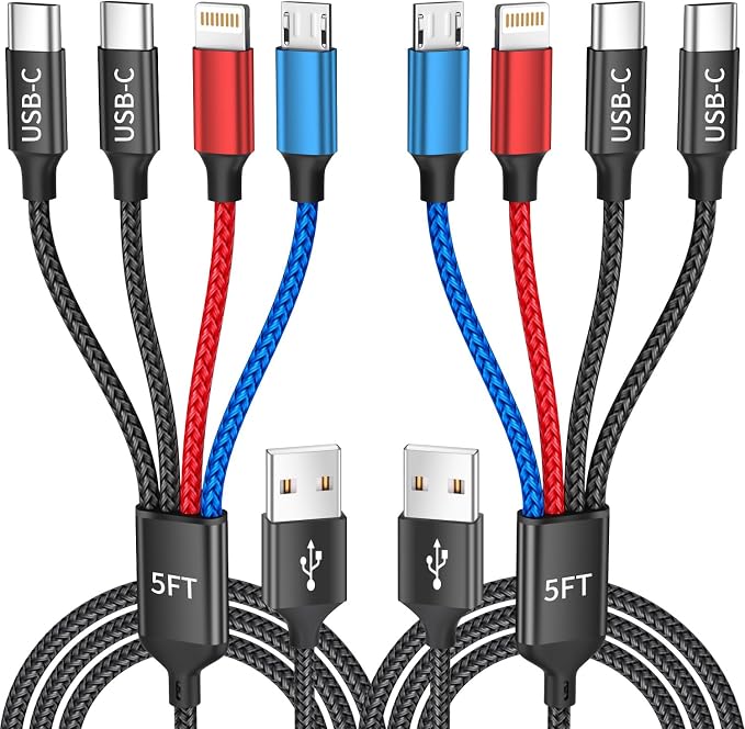 Travel Essentials, Dual Type-C 4 in 1 Multi Charging Cable by MPATIBY