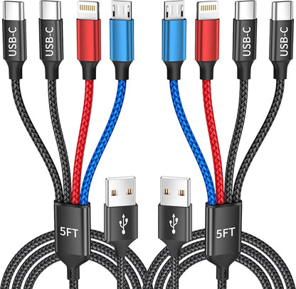 Travel Essentials, Dual Type-C 4 in 1 Multi Charging Cable by MPATIBY
