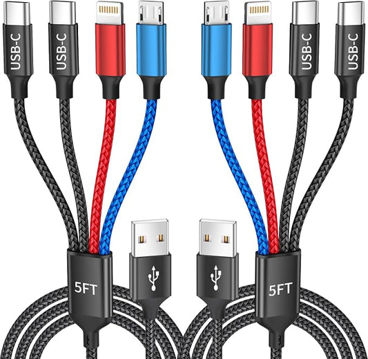 Travel Essentials, Dual Type-C 4 in 1 Multi Charging Cable by MPATIBY