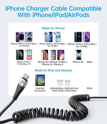 iPhone Charger Cable for Car, Retractable Charging Cord Compatible - Image 6