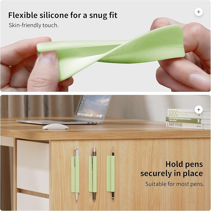 ELETIUO Pencil Holder For Most Pens, Self-Adhesive Stick To Notebooks, Silicone - Image 6
