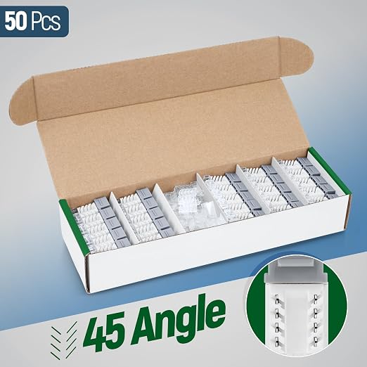 Everest 45° Angled RJ45 Cat6A Keystone Jacks 50-Pack in Gray - Image 2