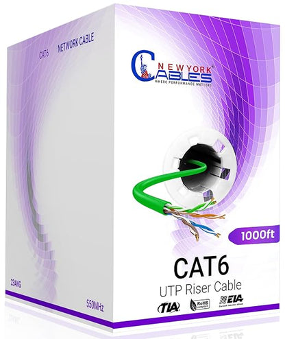 NewYork Cables | Cat6 Ethernet Cable 1000ft | Bulk Riser 23AWG, UTP 4 Pairs by NewYorkCables