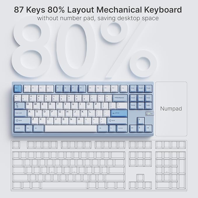 Chilkey ND TKL Aluminum Mechanical Keyboard, 87 Keys Tenkeyless Wireless Gaming - Image 9