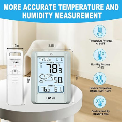 Indoor Outdoor Thermometer Wireless Weather Station External Thermometer - Image 5