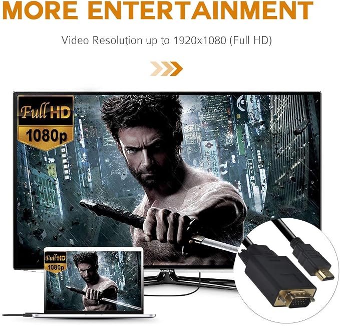 HDMI to VGA Cable, 1080P HDMI Male to VGA Male M/M Video Converter Cord vga - Image 2