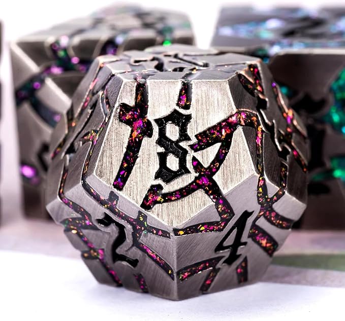 Metal Dice Set D&D, Crack Metallic DND Dice Set - Image 4