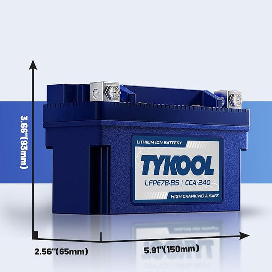 YT7B-BS 12V 4Ah 240CCA LiFePO4 Motorcycle Battery, Built in BMS, - Image 2