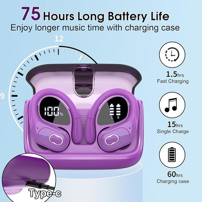 Wireless Earbuds 75hrs Bluetooth 5.4 Headphone Sport, 2025 Bluetooth Earbuds - Image 6