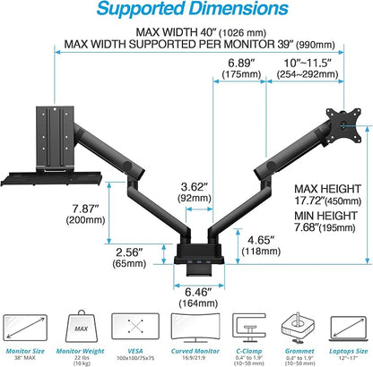AVLT Dual 17”-38" Monitor Arm Desk Mount - Image 4