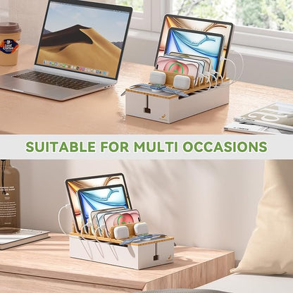Pezin & Hulin Bamboo Cable Management Box, Wire Organizers - Image 8