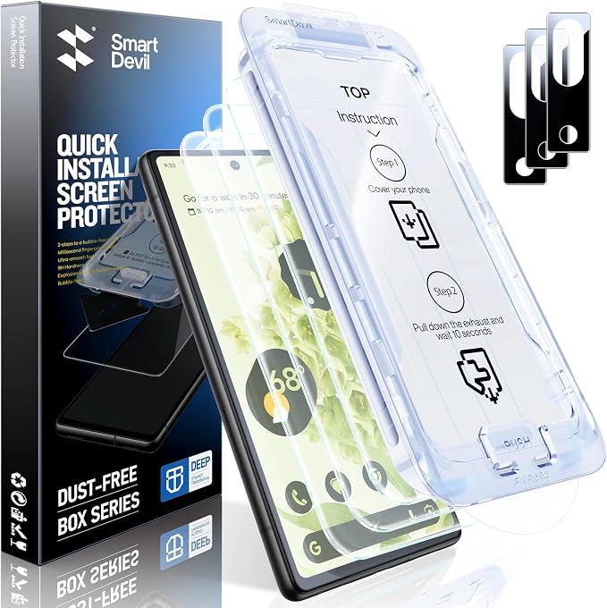 SMARTDEVIL [3+3 Pack for Google Pixel 6 Screen Protector by SmartDevil