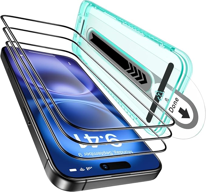 ESR 3 Pack for iPhone 16 /iPhone 15 Screen Protector, Full Coverage Tempered by ESR