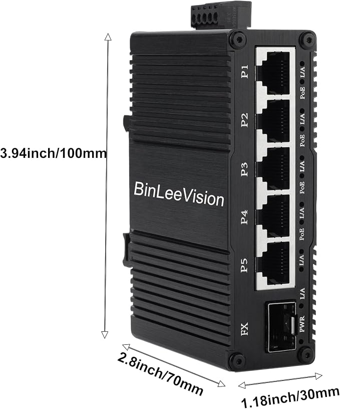 Industrial Mini Gigabit Ethernet Switch 5-Port RJ45 10/100/1000BASE-T+1-Port - Image 6