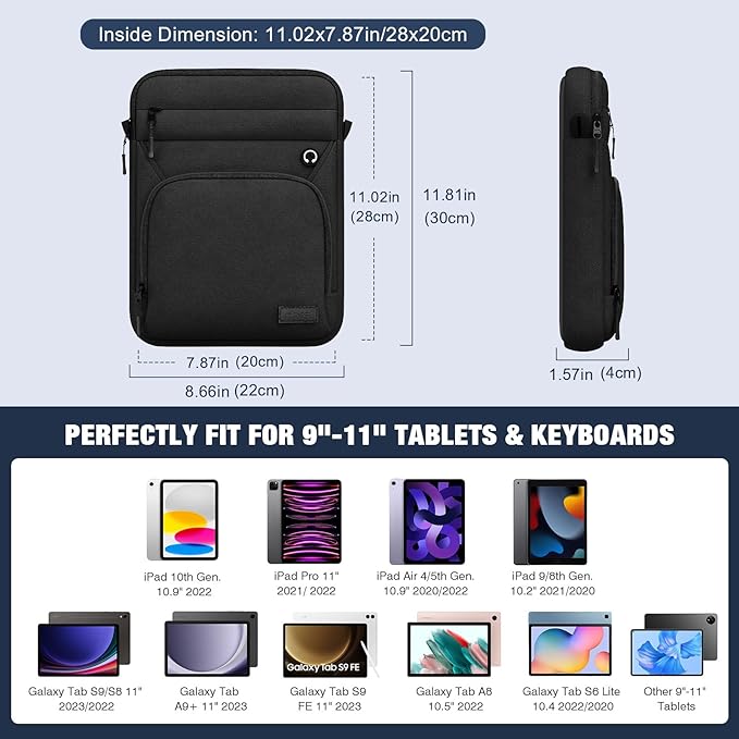 MoKo 9-11 Inch Tablet Sleeve Bag, Fits iPad Air 5/4th 10.9, iPad 9/8/7th 10.2 - Image 2