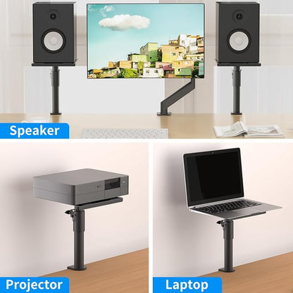 suptek Clamp-on Speaker Stand Desk Mount Set, Height Adjustment, 9.6 x 8.8 inch - Image 7