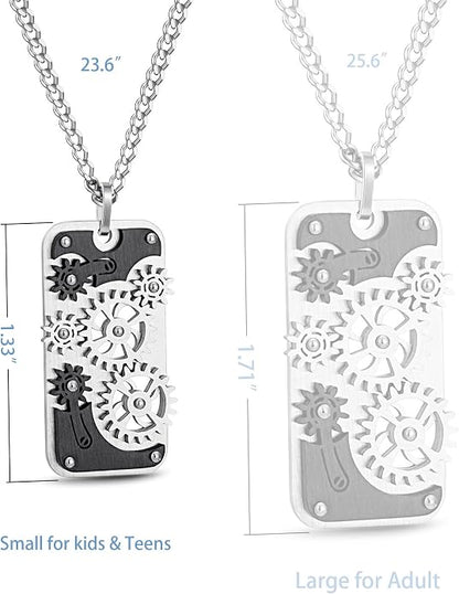 Stainless Steel Mechanical Rotatable Gear Pendant Necklace - Image 5