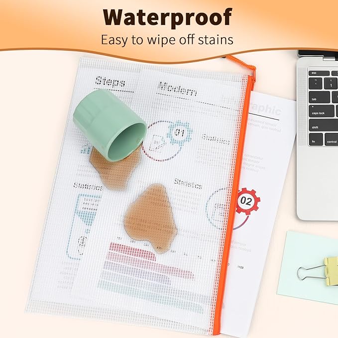 Umriox Zipper Mesh Document Pouch, 16.9x12.4 in, Waterproof Zipper Pouches - Image 3