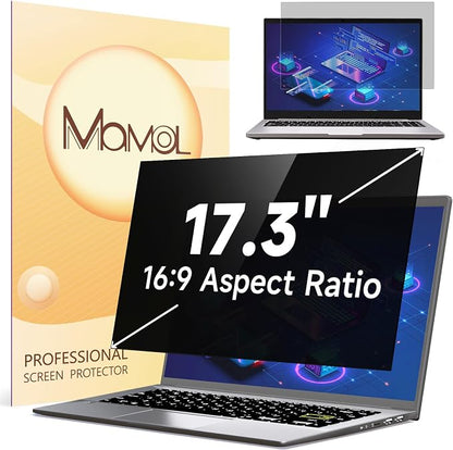 Mamol Laptop Privacy Screen 17.3 Inch, Anti Blue Light Glare Filter, Removable by Mamol