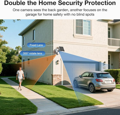 TKENPRO Dual Lens Solar Security Cameras Wireless Outdoor, 2K Full HD Video - Image 3