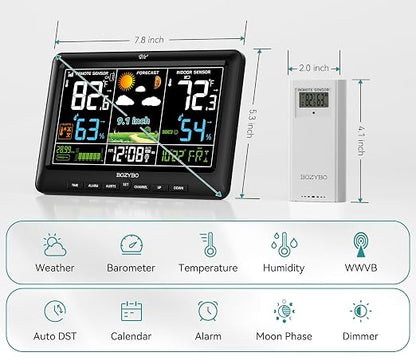 Weather Station Wireless Indoor Outdoor Thermometer: BOZYBO Digital Atomic Clock - Image 6