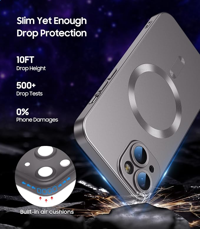Magnetic for iPhone 13 Case Slim Soft Silicone Bumper Shockproof Metallic - Image 5