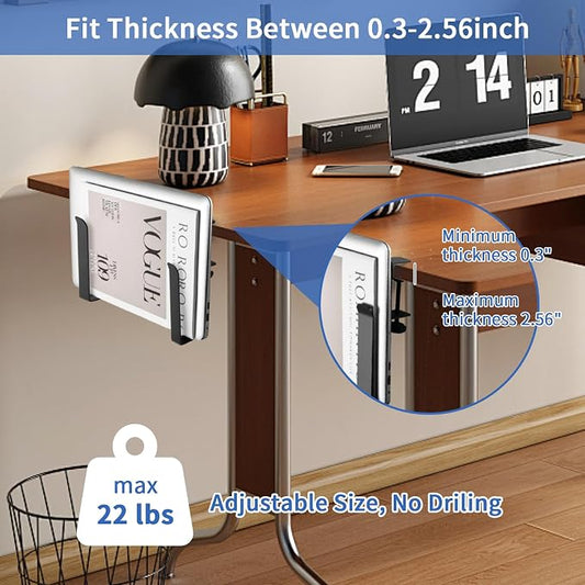 LUKETURE Adjustable Side Laptop Mount, No Drill Laptop Holder, Under Desk - Image 2
