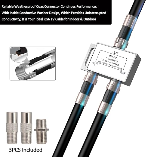125ft RG6 Coaxial Cable Black, 75 Ohm Coax Cable - Image 3