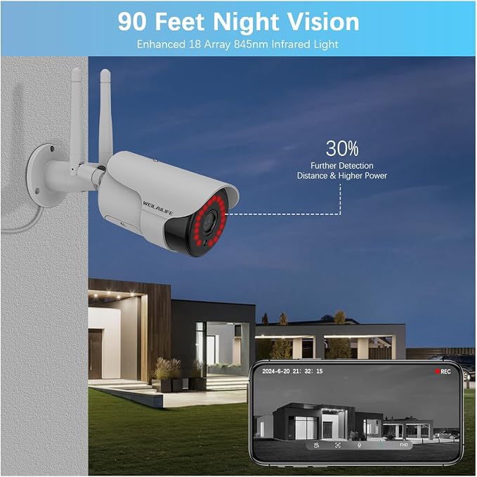 WEILAILIFE 【 90ft Super Night Vision & Dual Antenna Enhanced】 2-Way Audio - Image 4