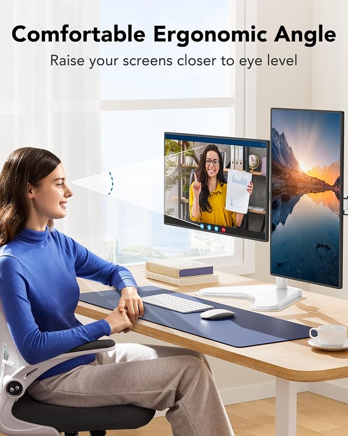 HUANUO 32 inches Dual Monitor Stand up to 17.6lbs, High-Grade Aluminum - Image 6