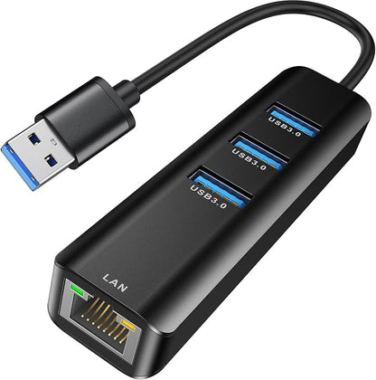 USB to Ethernet Adapter, ABLEWE 3 Ports USB 3.0 Hub by ABLEWE