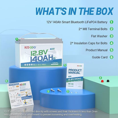 Redodo Smart Bluetooth 12V 140Ah LiFePO4 Battery, Group31 Lithium Battery - Image 8