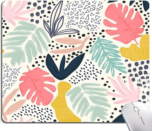 Mouse Pad, Abstract Leaves Mouse Pad, Square Mouse Mat Waterproof Non-Slip by SANWUMIAN