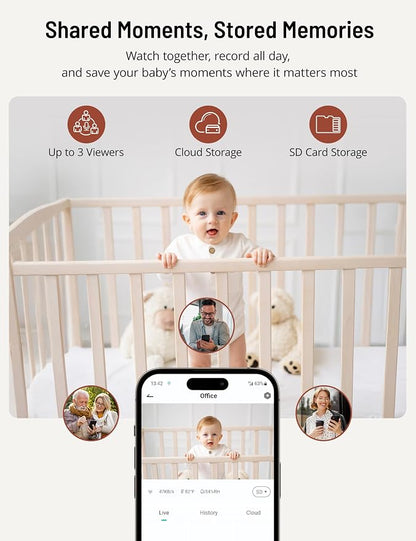 PARIS RHÔNE 2K Split-Screen Baby Monitor, 5” Smart Video Baby Monitor - Image 7
