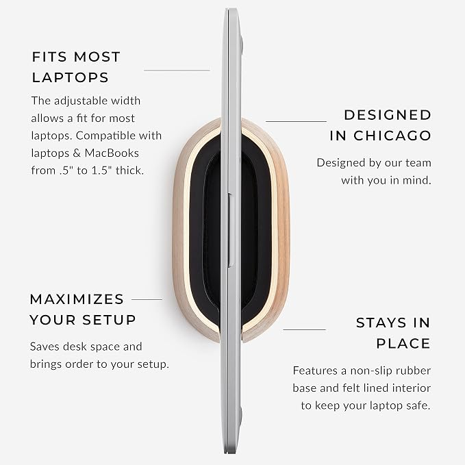 HumanCentric Vertical Laptop Stand in Black Walnut Wood, Upright Adjustable - Image 5