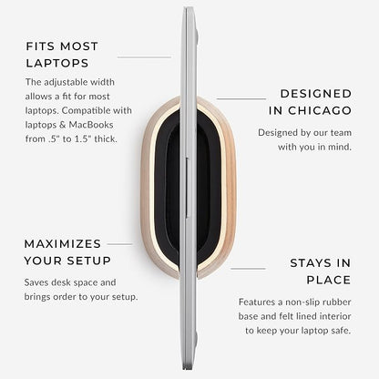 HumanCentric Vertical Laptop Stand in Black Walnut Wood, Upright Adjustable - Image 5