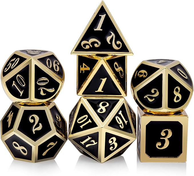 DNDND Metal Dice Set D&D, 7 die Metallic Polyhedral Dice Set by DNDND