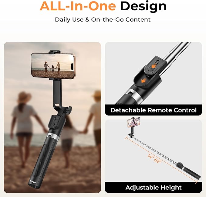 Sensyne Selfie Stick for Phone, Extendable Travel Tripod - Image 3