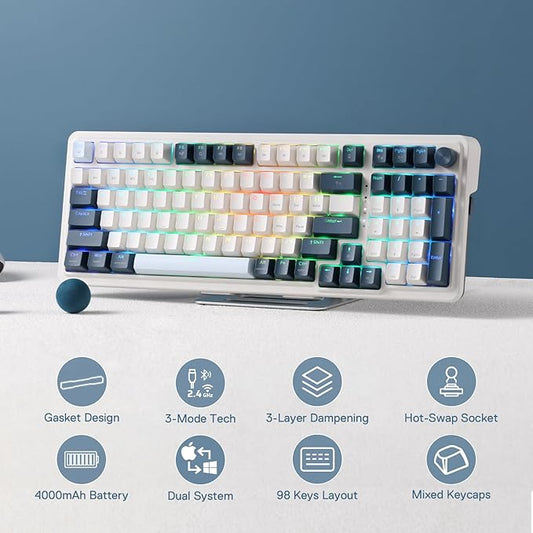 Redragon K686 PRO 98 Keys Wireless Gasket RGB Gaming Keyboard, 3-Mode Win/Mac - Image 2