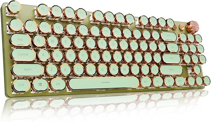 EWEADN V20 Green Typewriter Keyboard, 87 Keys Backlit Typewriter Style by SEUNKWANG