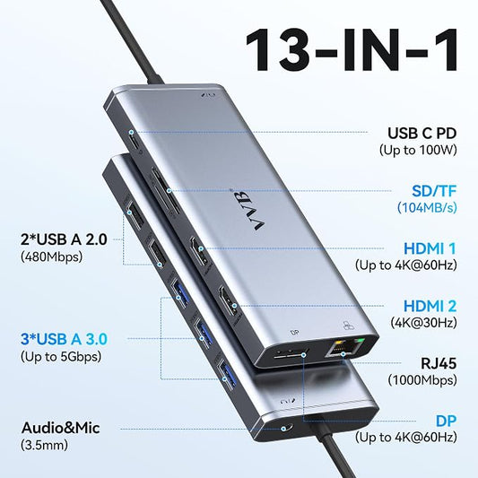 USB C Laptop Docking Station Dual Monitor HDMI - Image 2