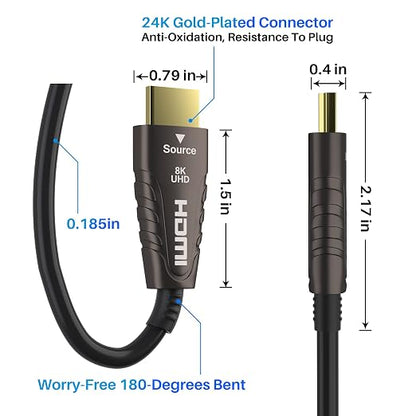 Adoreen 8K Fiber Optic HDMI 2.1 Cable 50 Feet-15 Meter（Certified） Active - Image 7