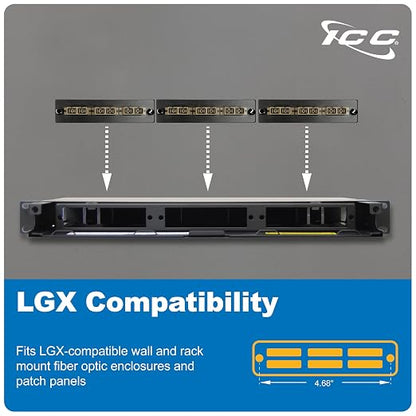 ICC SC-SC Fiber Optic Adapter Panel, LGX Compatible, 6 Fibers, Push Fasteners - Image 2