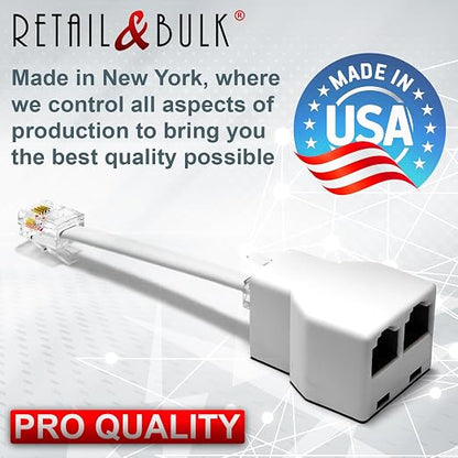 Phone Jack Splitter for Landline Duplex in-line 6P4C Telephone Adapter + - Image 4