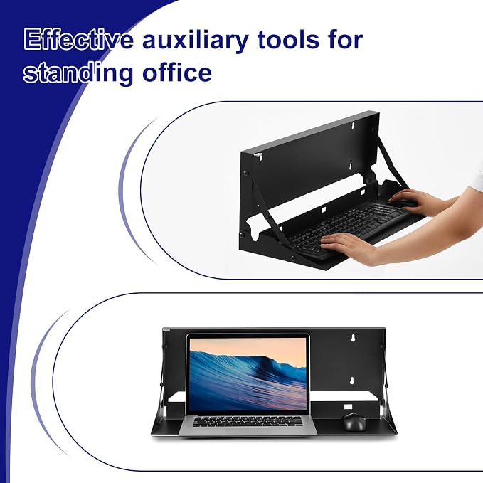 2 Pcs 24 Inch Keyboard Wall Mount Foldable Fits Standard Computer Keyboard - Image 6